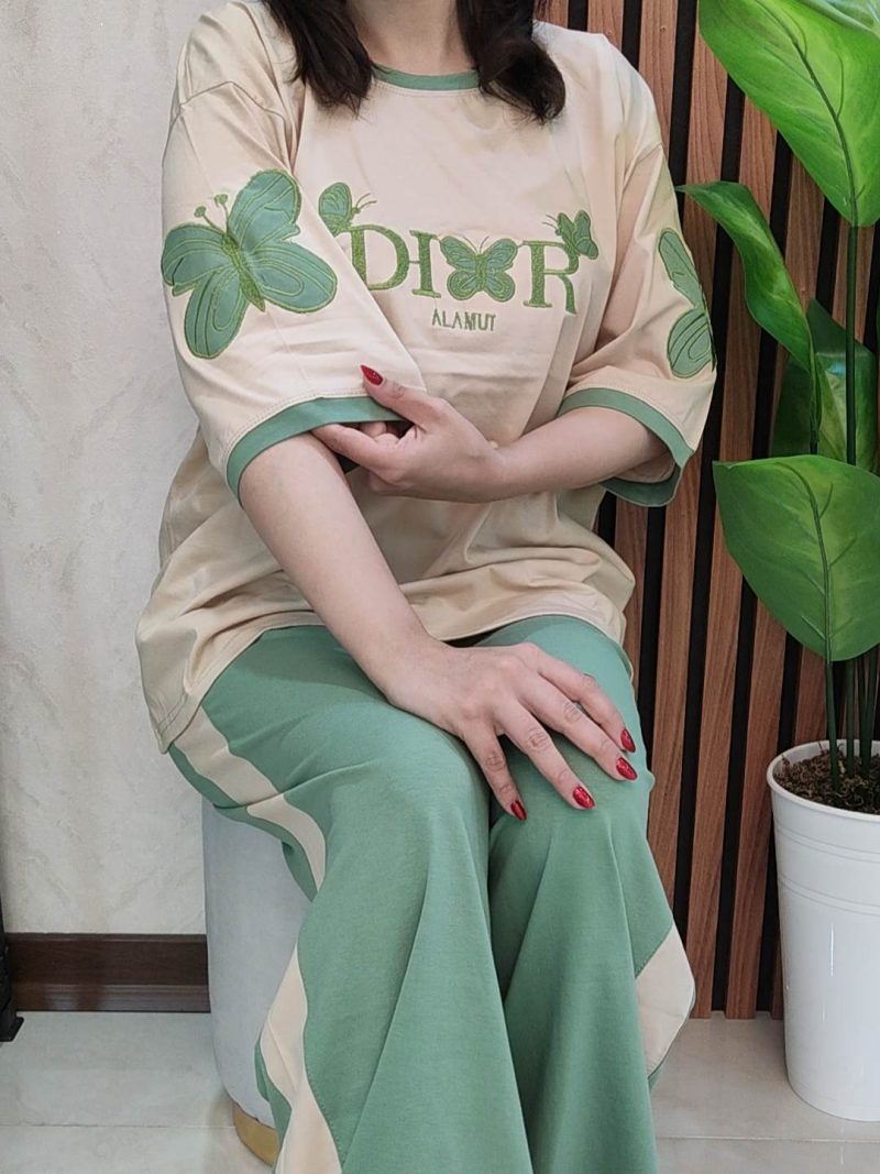 ست لانگ و بگ آستین پروانه ای مناسب تا سایز48/50